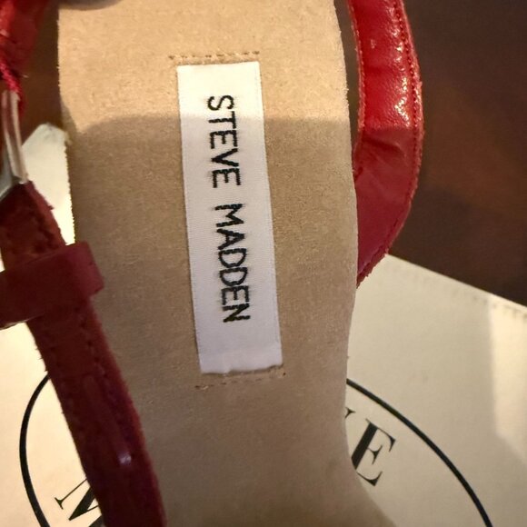 Steve Madden Womens Red Cork Wedge Sandals Size 9 satisfy - Picture 4 of 7